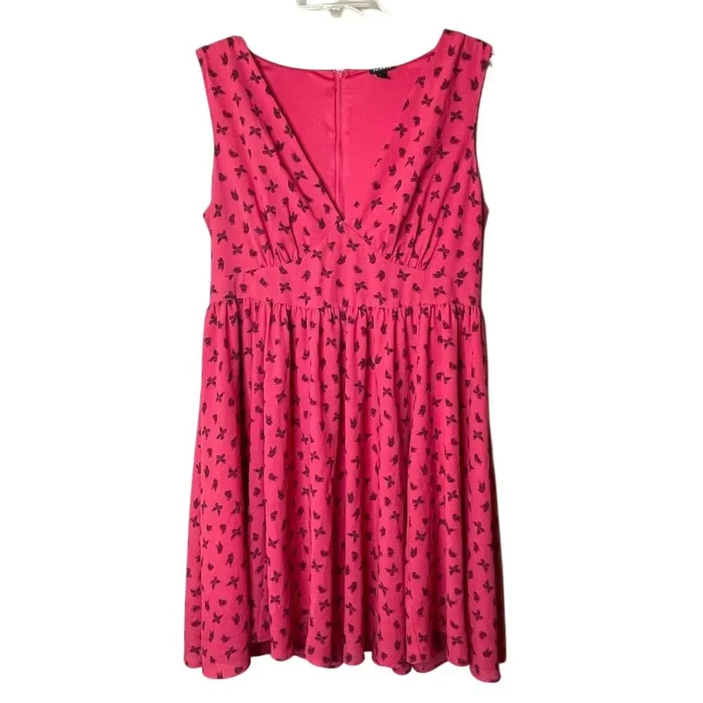Torrid Women's Plus Size 14 Pink Butterfly V-Neck Fit & Flare Dress - Picture 1 of 6